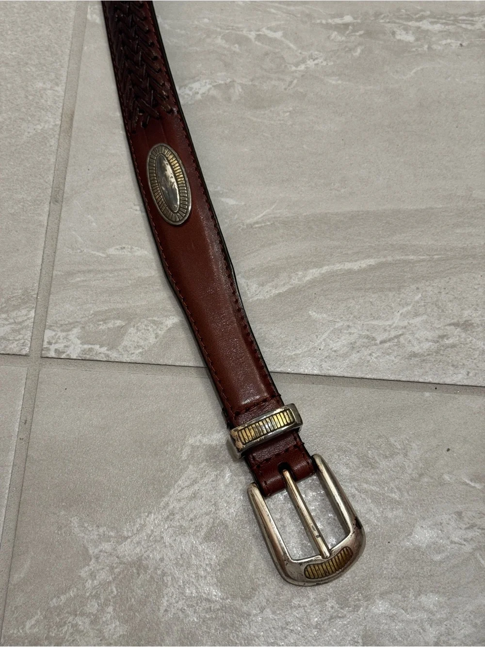Vintage Western Full Grain Cowhide Leather Fossil Belt Cowgirl